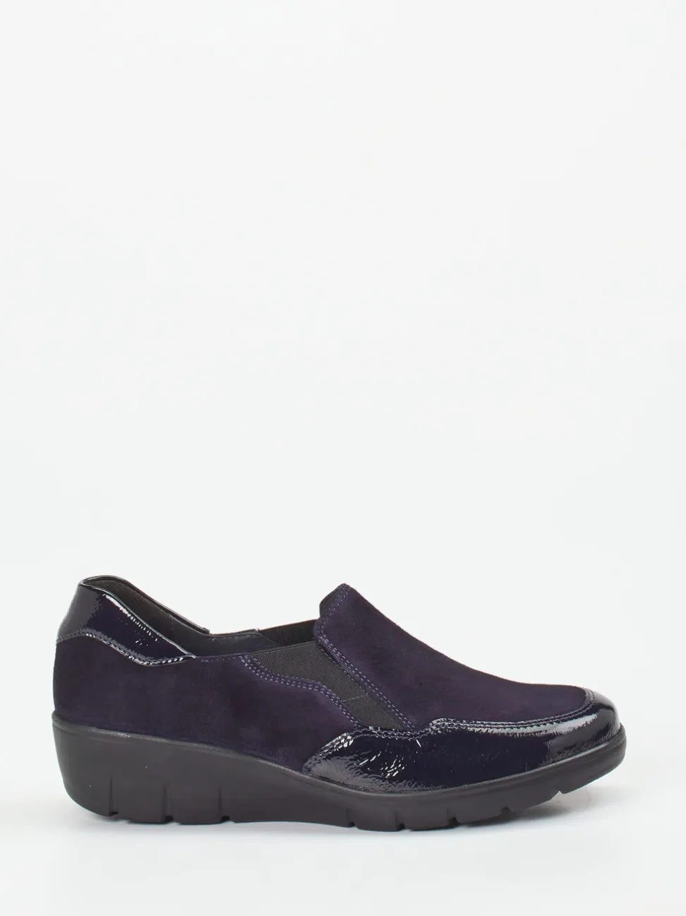 Semler – Komfort-Slipper aus Velours- & Lackleder dunkelviolett