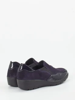 Semler – Komfort-Slipper aus Velours- & Lackleder dunkelviolett