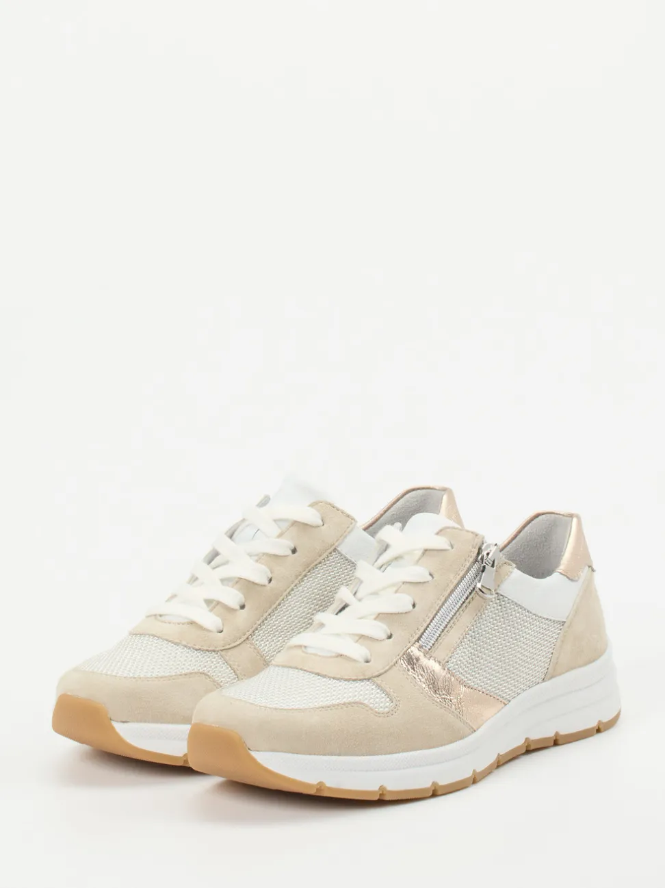 Semler – Komfort-Sneaker aus Velour/Textil beige