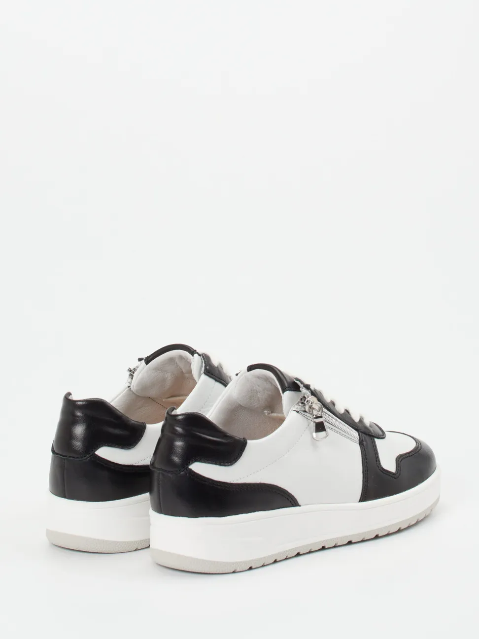 Semler – Komfort-Sneaker aus Kalbleder Weiß-Schwarz