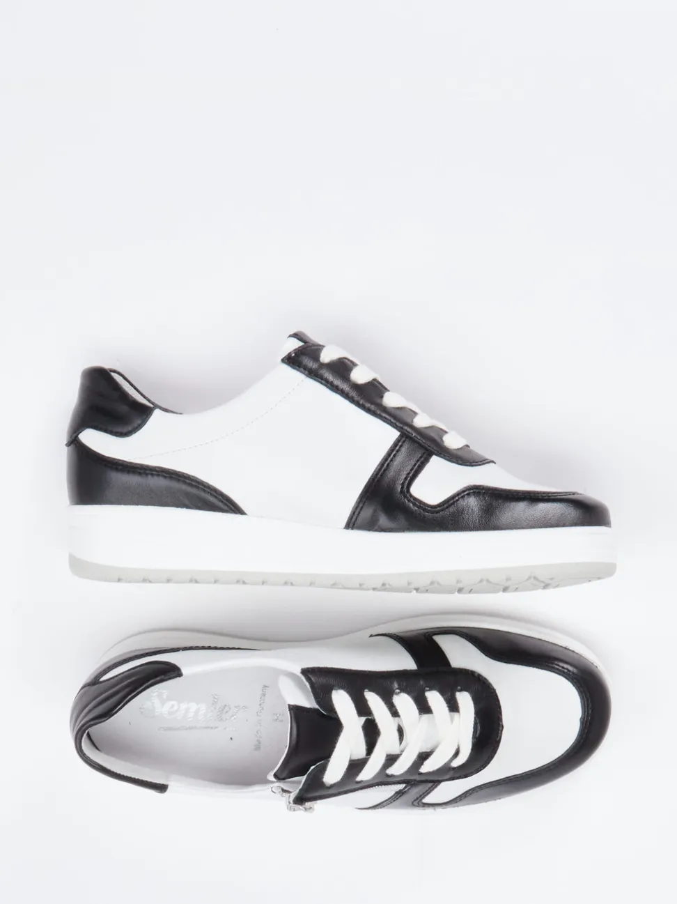 Semler – Komfort-Sneaker aus Kalbleder Weiß-Schwarz