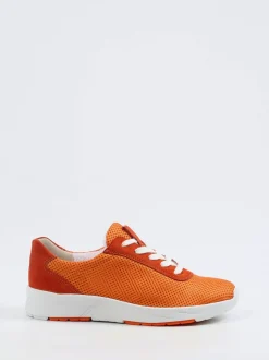 Semler – Komfort-Sneaker aus Mesh und Veloursleder orange