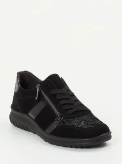 Semler – Komfort-Sneaker aus Velours- und Lackleder Schwarz