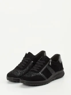 Semler – Komfort-Sneaker aus Velours- und Lackleder Schwarz