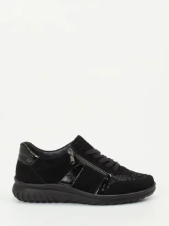 Semler – Komfort-Sneaker aus Velours- und Lackleder Schwarz