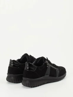 Semler – Komfort-Sneaker aus Velours- und Lackleder Schwarz