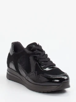 Semler – Komfort-Sneaker aus Velours- und Lackleder Schwarz