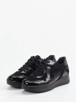 Semler – Komfort-Sneaker aus Velours- und Lackleder Schwarz