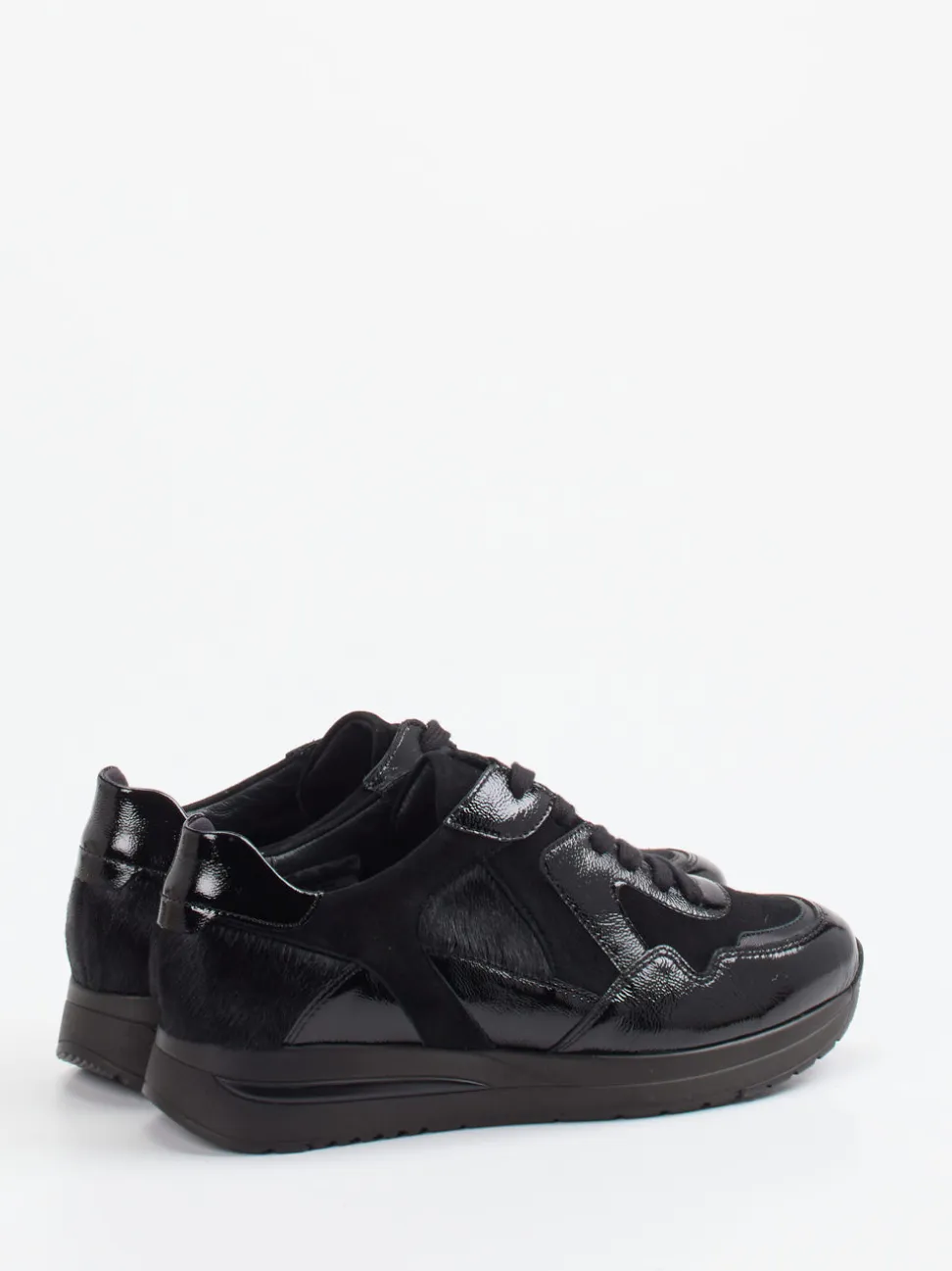 Semler – Komfort-Sneaker aus Velours- und Lackleder Schwarz