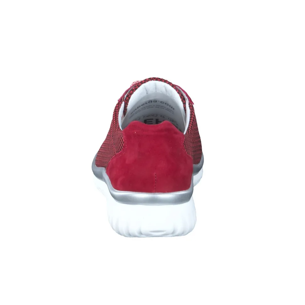 Semler – Komfort-Sneaker aus Mesh und Veloursleder rot