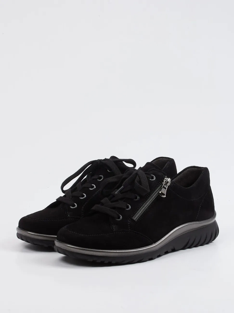 Semler – Komfort-Sneaker aus Veloursleder schwarz