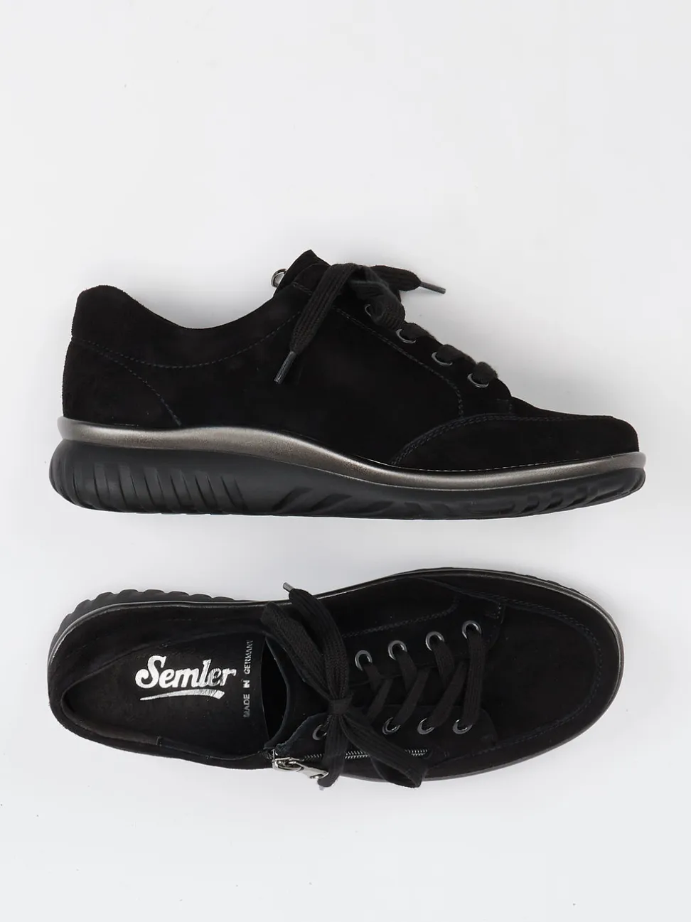 Semler – Komfort-Sneaker aus Veloursleder schwarz