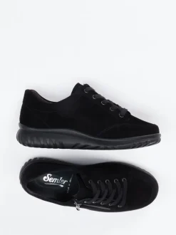 Semler – Komfort-Sneaker aus Veloursleder schwarz