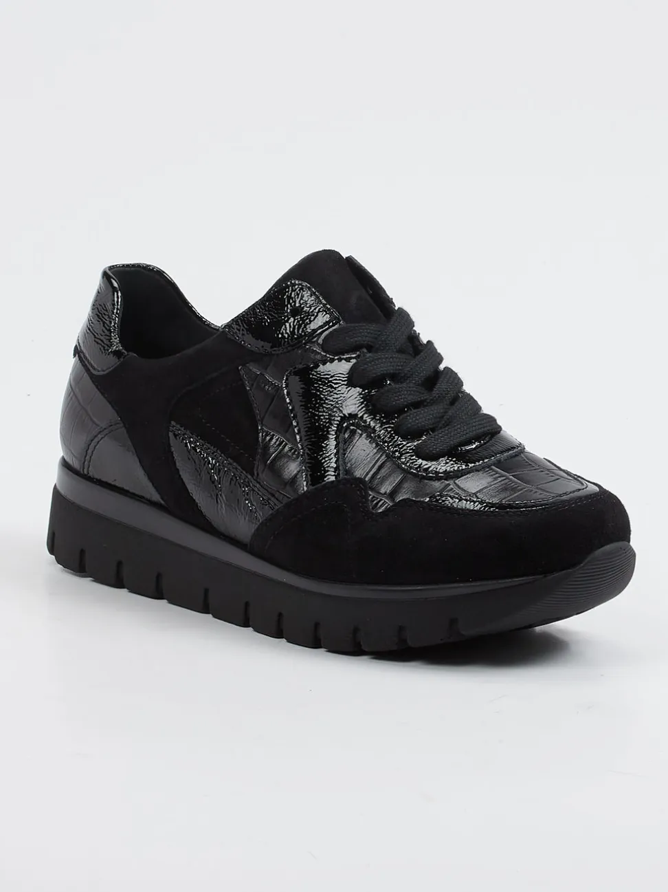 Semler – Komfort-Sneaker aus Reptilleder Schwarz