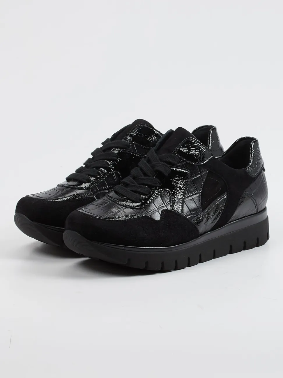 Semler – Komfort-Sneaker aus Reptilleder Schwarz
