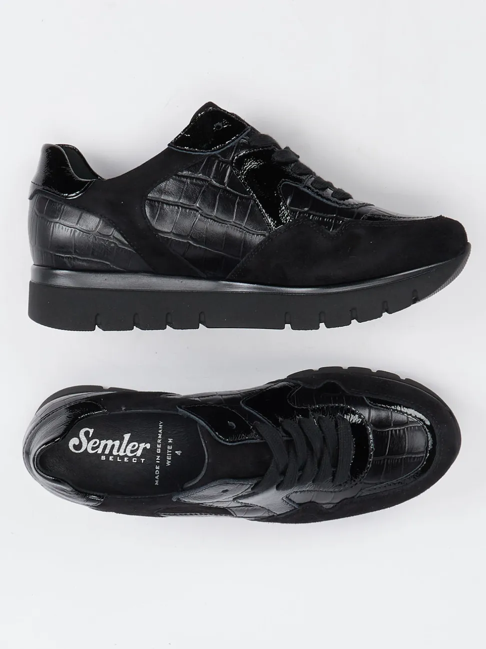 Semler – Komfort-Sneaker aus Reptilleder Schwarz