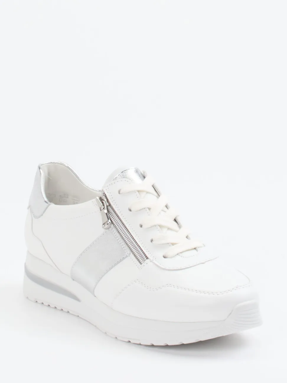 Semler – Komfort-Sneaker aus Kalbleder weiß-silber