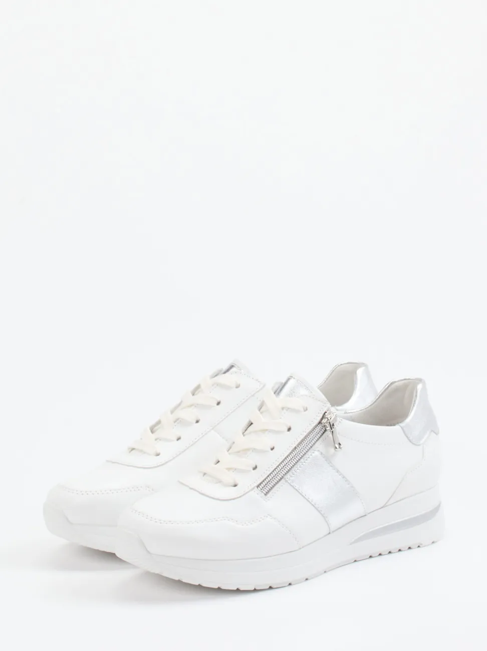 Semler – Komfort-Sneaker aus Kalbleder weiß-silber