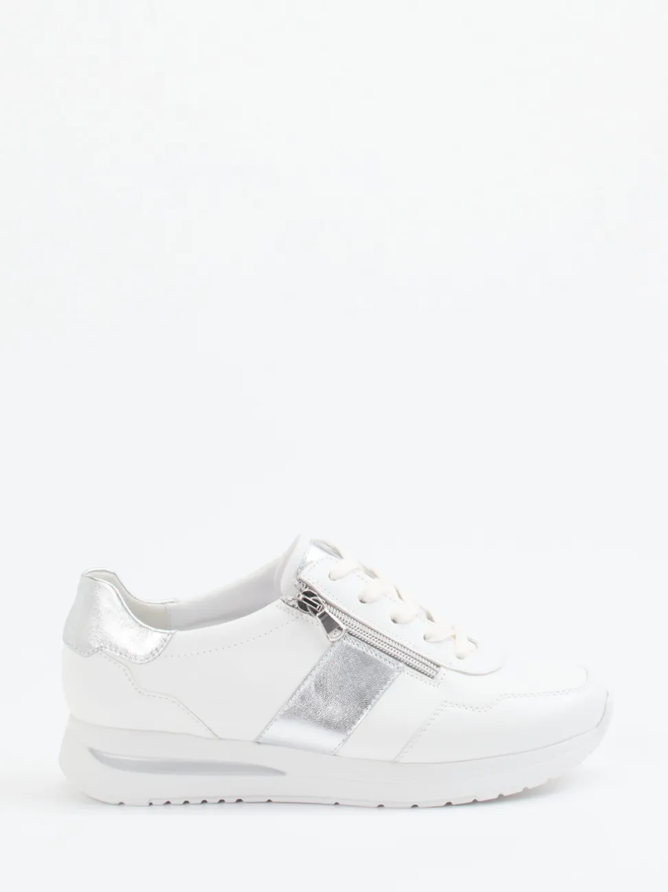 Semler – Komfort-Sneaker aus Kalbleder weiß-silber