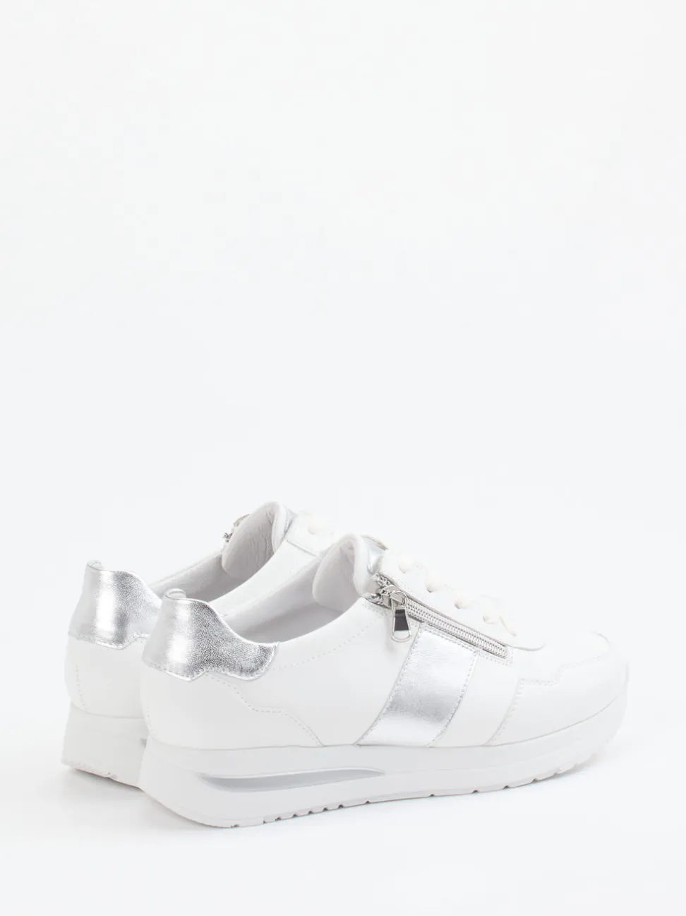 Semler – Komfort-Sneaker aus Kalbleder weiß-silber