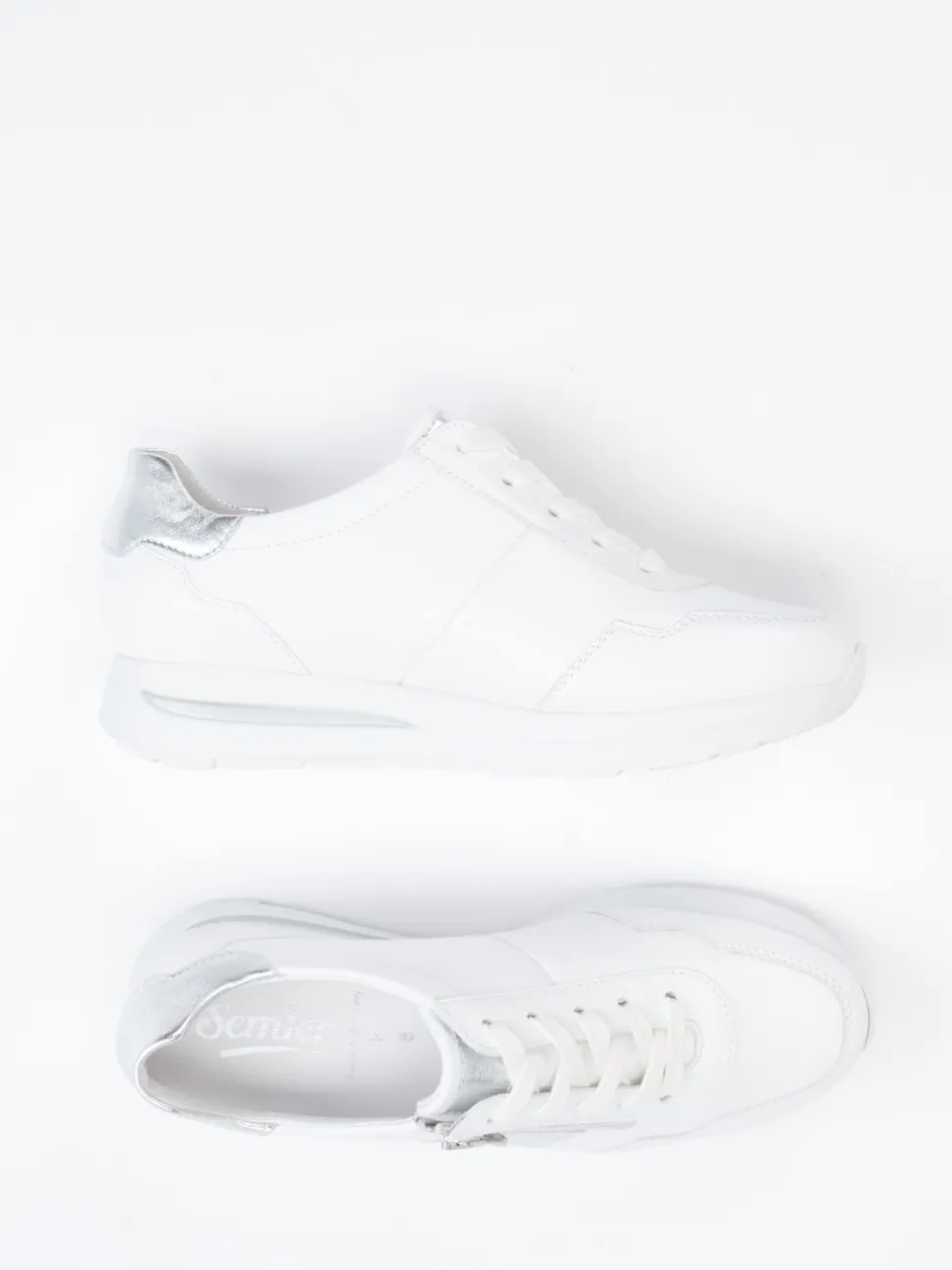 Semler – Komfort-Sneaker aus Kalbleder weiß-silber