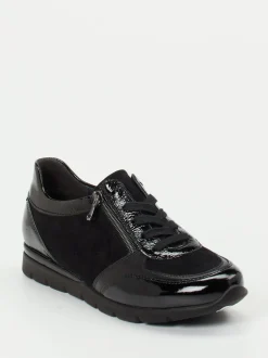 Semler – Komfort-Sneaker aus Velours- und Lackleder Schwarz