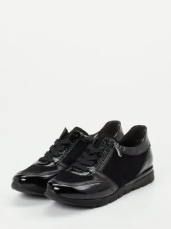Semler – Komfort-Sneaker aus Velours- und Lackleder Schwarz