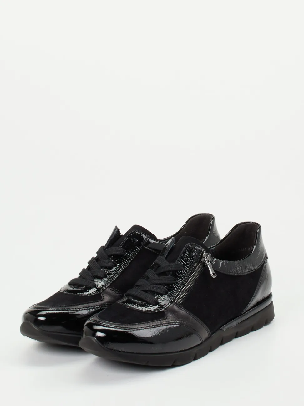 Semler – Komfort-Sneaker aus Velours- und Lackleder Schwarz