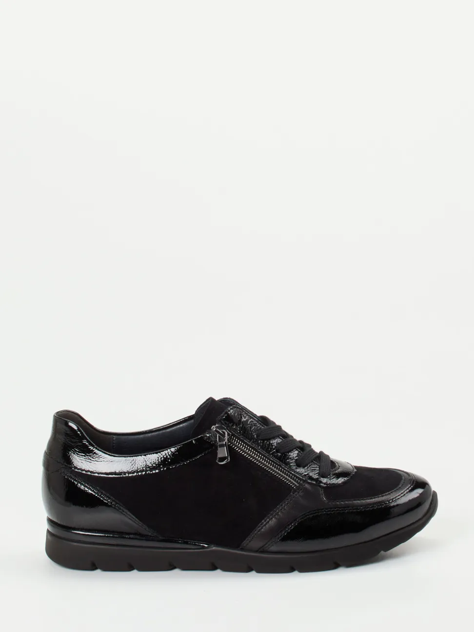 Semler – Komfort-Sneaker aus Velours- und Lackleder Schwarz