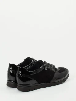 Semler – Komfort-Sneaker aus Velours- und Lackleder Schwarz