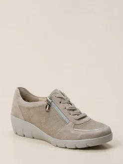 Semler – Komfort-Sneaker aus Veloursleder in Beige