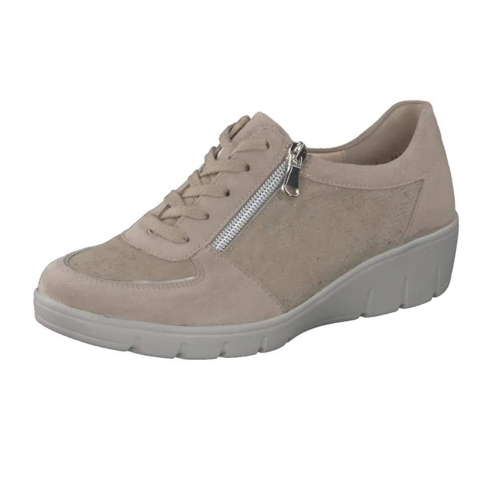 Semler – Komfort-Sneaker aus Veloursleder in Beige