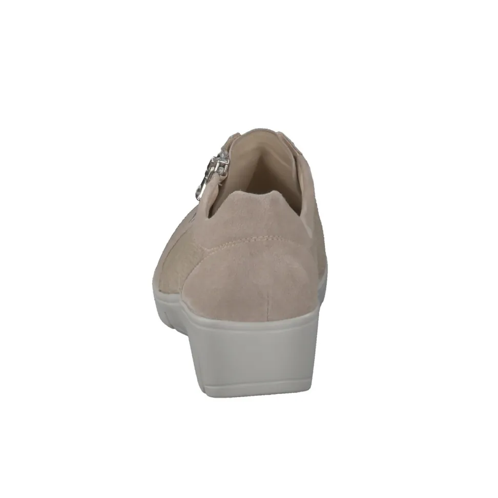 Semler – Komfort-Sneaker aus Veloursleder in Beige