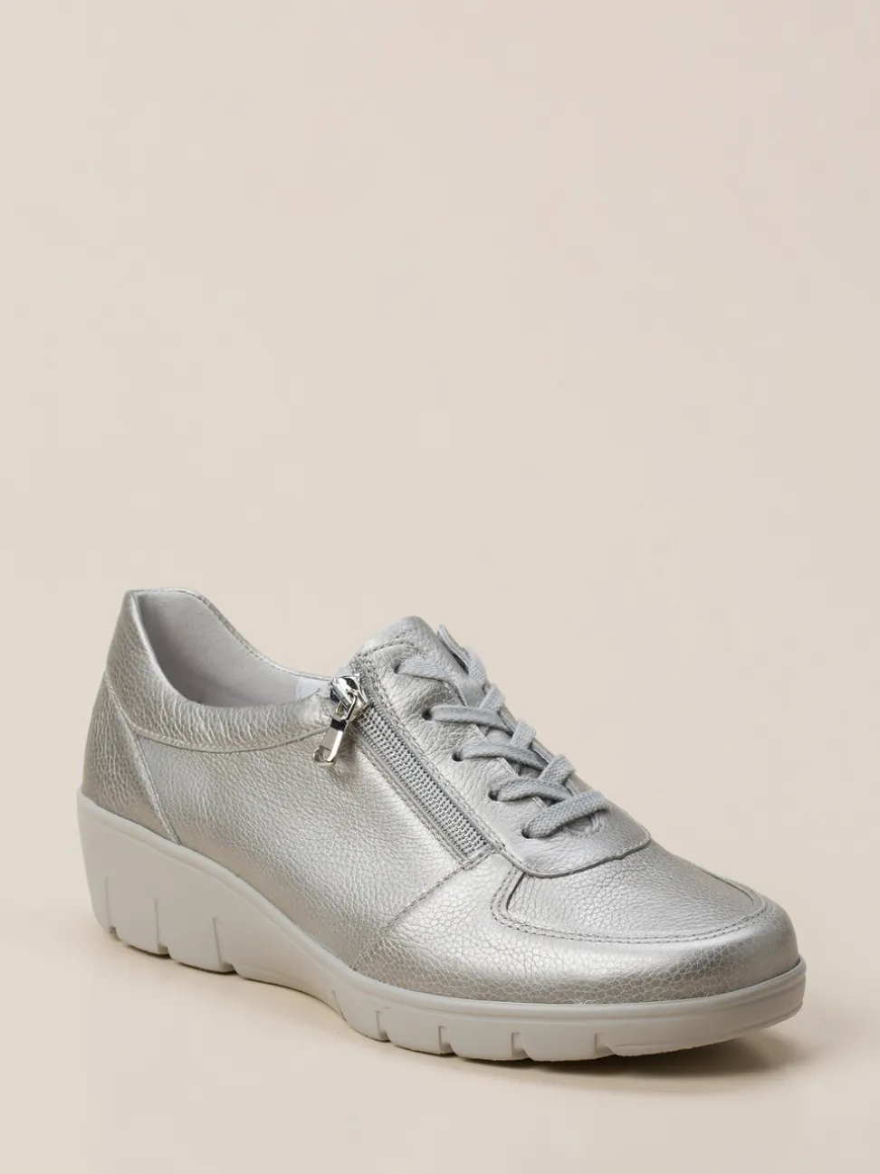 Semler – Komfort-Sneaker aus Metallicleder silber