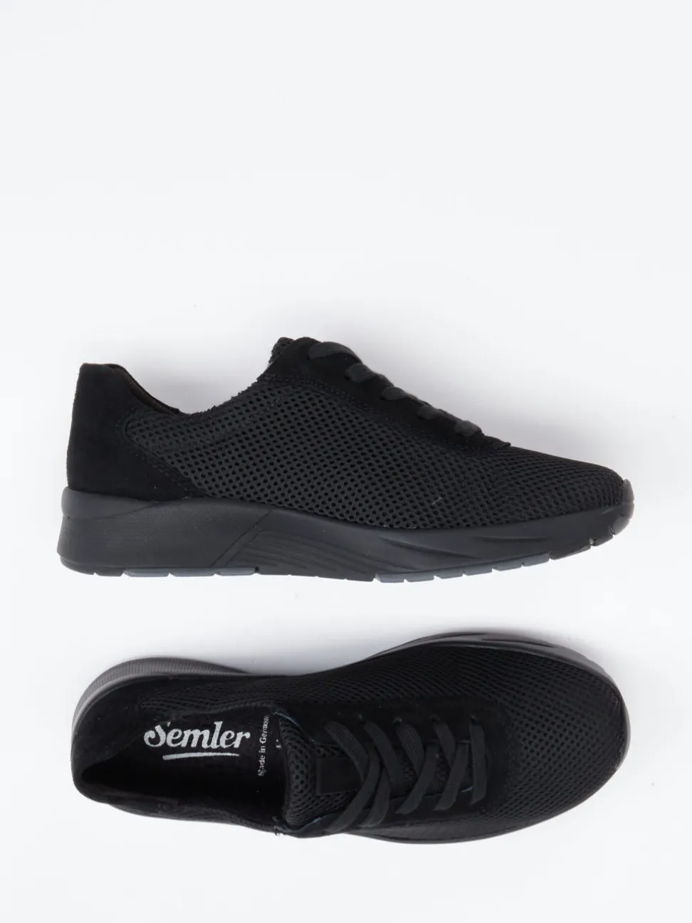 Semler – Komfort-Sneaker aus Velour/Textil schwarz