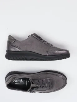 Semler – Komfort-Sneaker aus Leder grau metallic