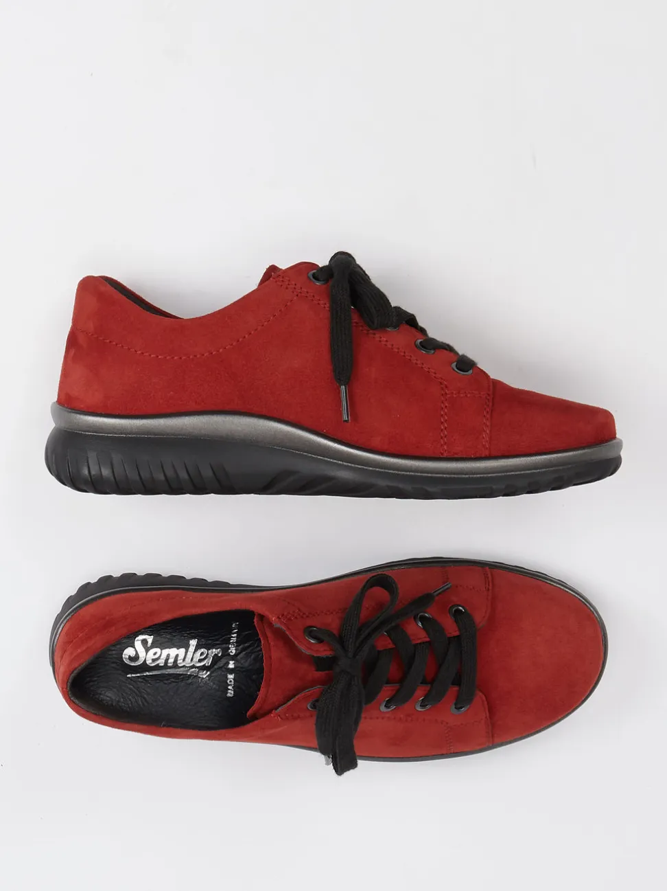 Semler – Komfort-Sneaker aus Veloursleder dunkelrot