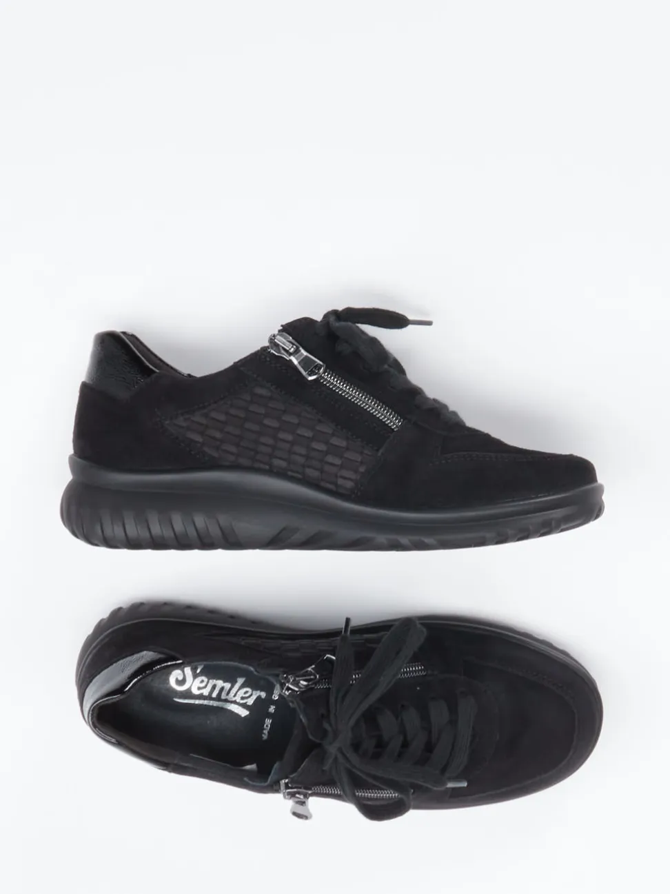 Semler – Komfort-Sneaker aus Veloursleder schwarz