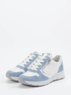 Semler – Komfort-Sneaker aus Kalbleder weiß-blau