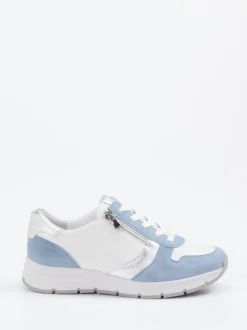 Semler – Komfort-Sneaker aus Kalbleder weiß-blau