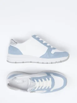 Semler – Komfort-Sneaker aus Kalbleder weiß-blau