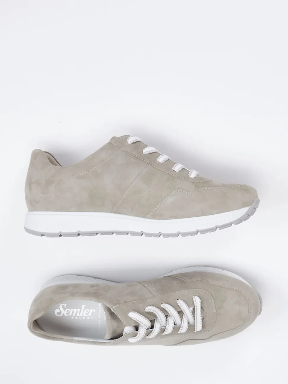 Semler – Komfort-Sneaker aus Veloursleder Beigegrau
