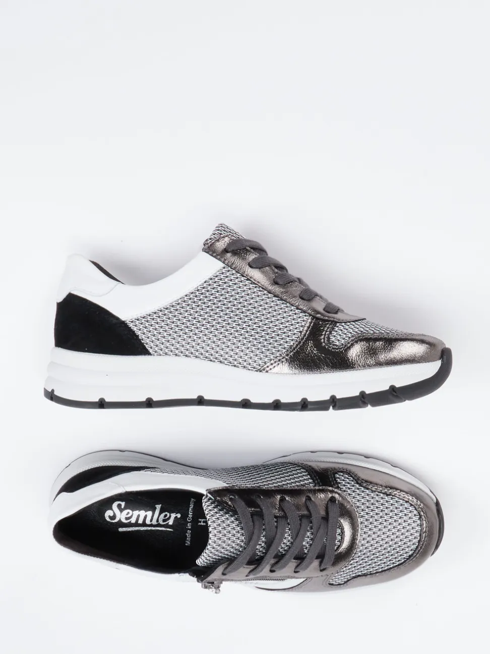 Semler – Komfort-Sneaker aus Metallicleder anthrazit