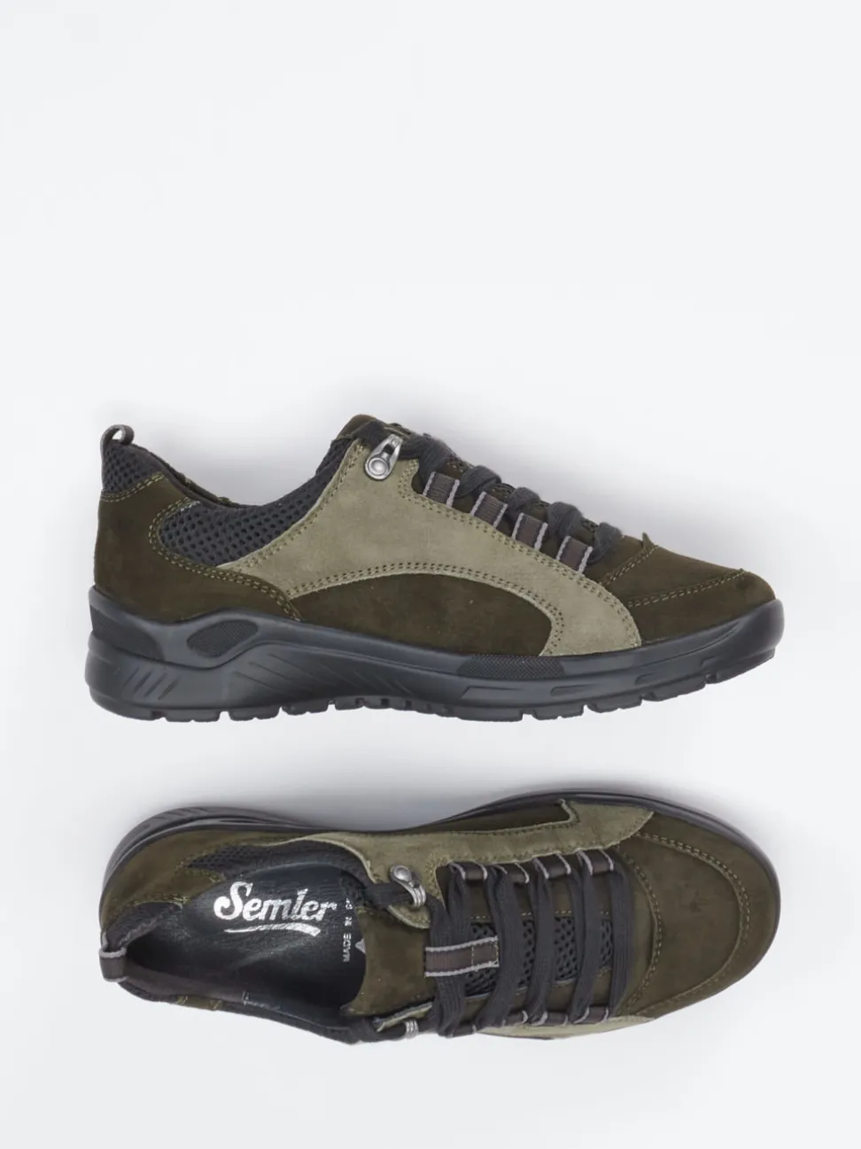 Semler – Komfort-Sneaker aus Veloursleder olivgrün