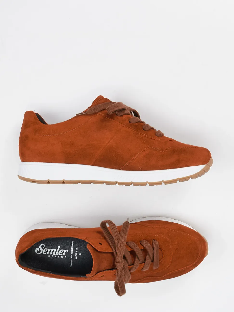 Semler – Komfort-Sneaker aus Veloursleder rostbraun