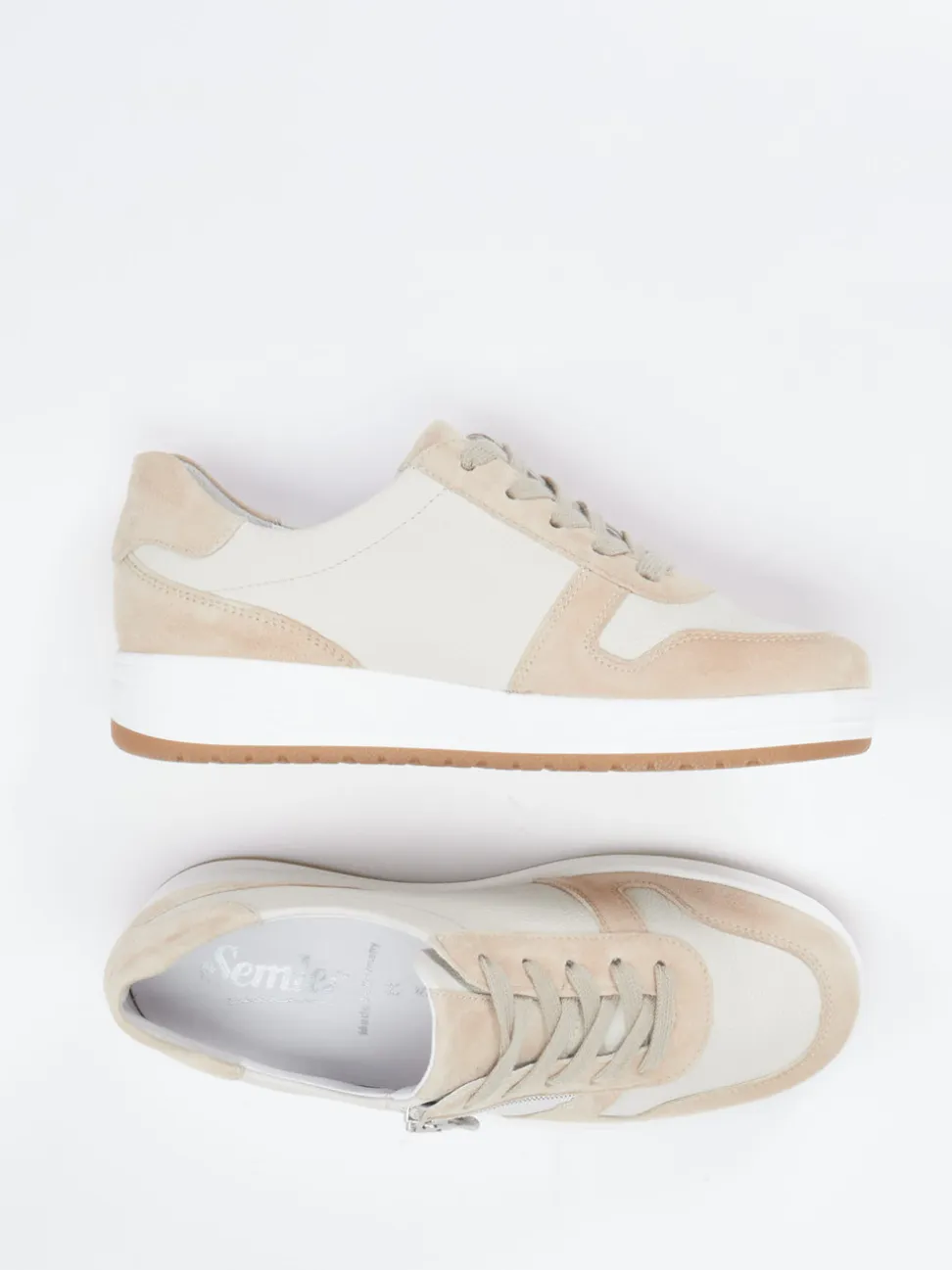 Semler – Komfort-Sneaker aus Velourleder und Leder beige