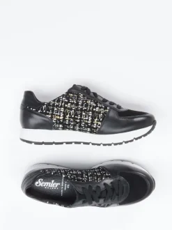 Semler – Komfort-Sneaker aus geprägtem Leder schwarz