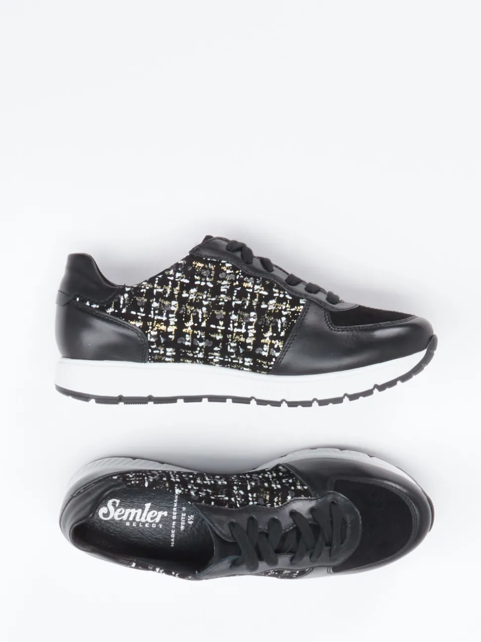 Semler – Komfort-Sneaker aus geprägtem Leder schwarz