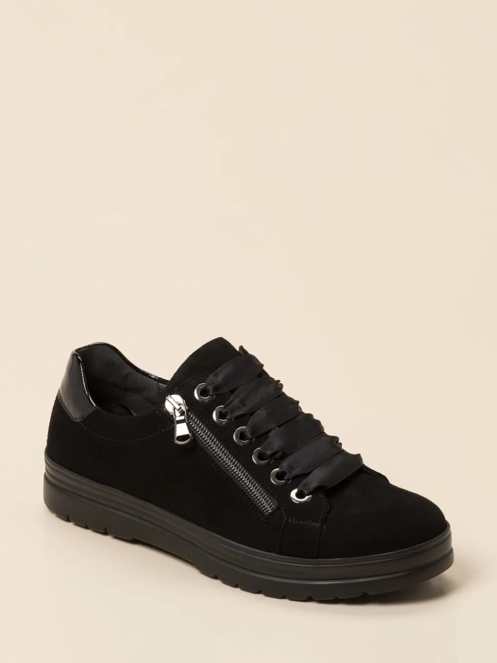 Semler – Komfort-Sneaker aus Veloursleder schwarz