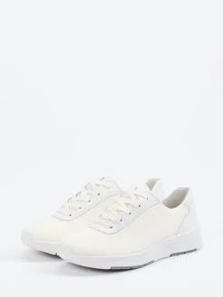 Semler – Komfort-Sneaker aus Mesh und Kalbleder Cremeweiß